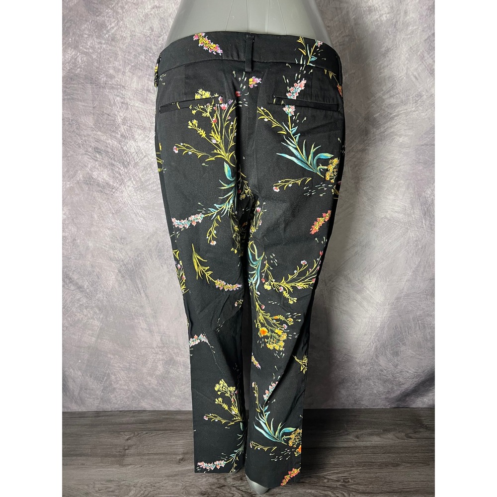Worthington Black Floral Ankle Pants Modern Fit Stretch Women's Size 8 Cotton - Picture 2 of 8